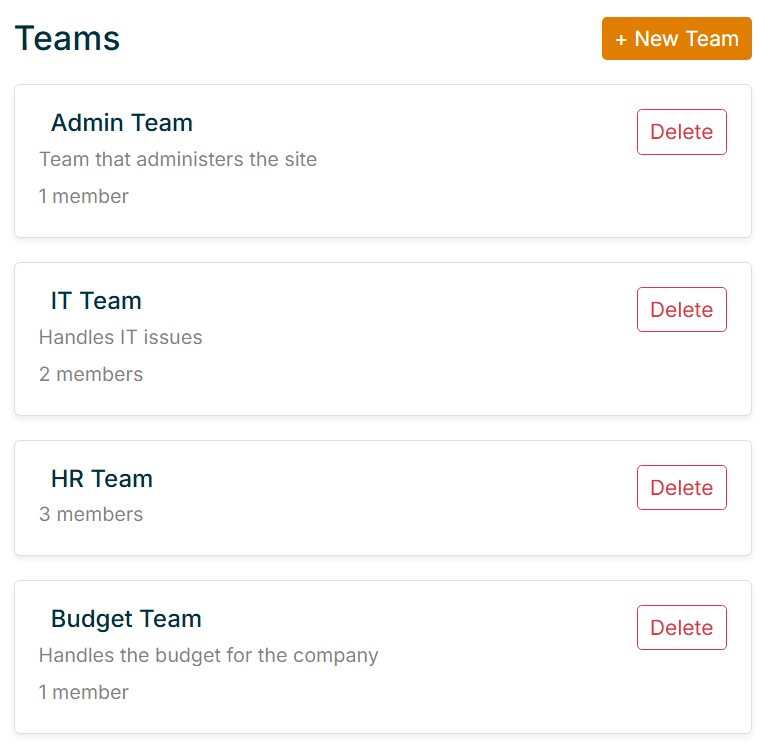Team Assignments example