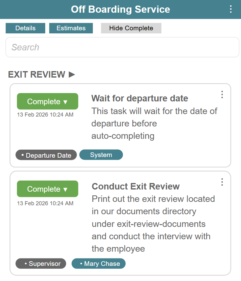 Workflow task example